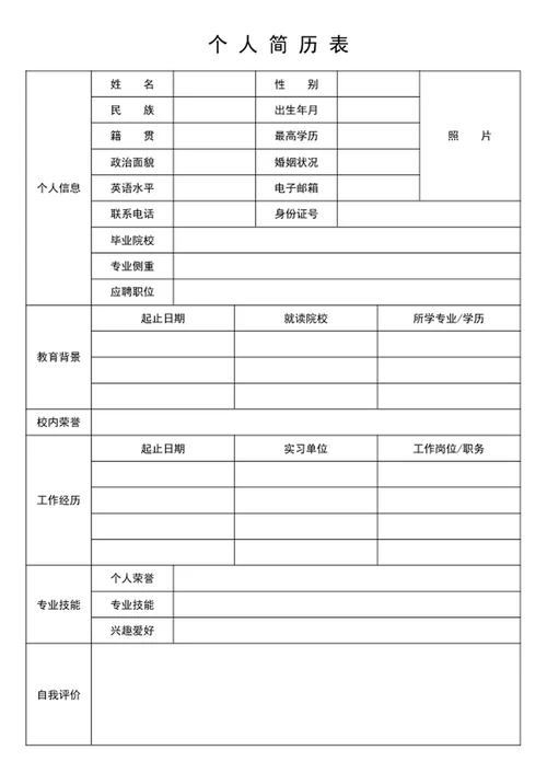 大学生个人简历模板