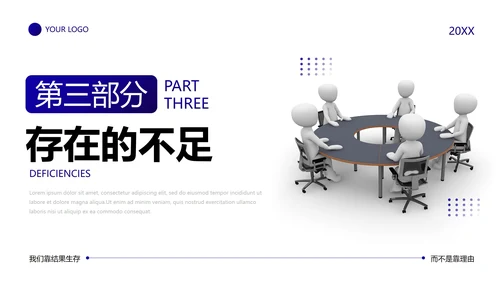 3D商务元素简约项目经理年终总结汇报PPT模板
