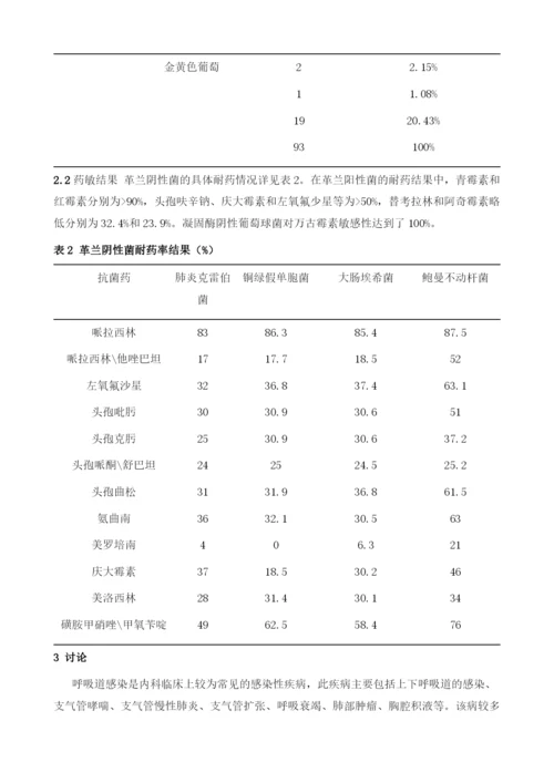 呼吸内科呼吸道感染住院患者病原体分布及耐药分析.docx