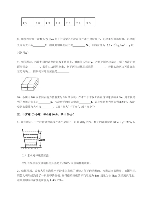 小卷练透湖南邵阳市武冈二中物理八年级下册期末考试专项测试试题（含详细解析）.docx