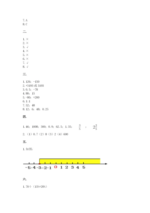 河南省平顶山市六年级下册数学期末测试卷含答案（轻巧夺冠）.docx