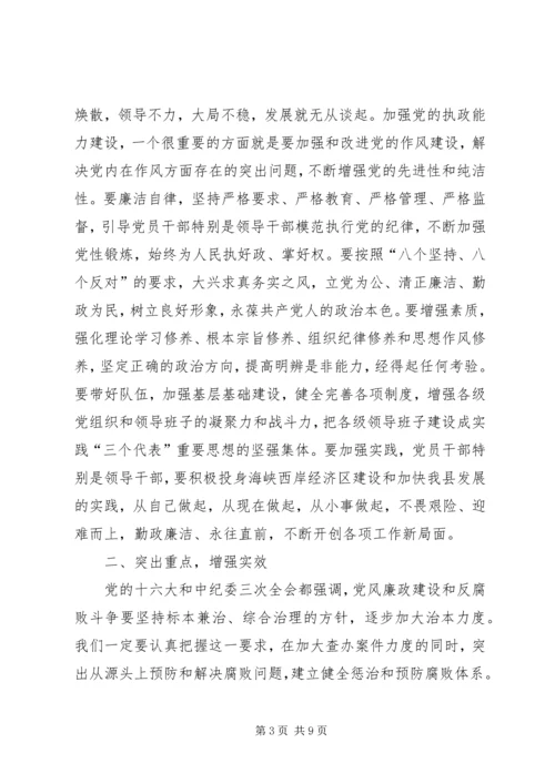 县委书记在县委党风廉政建设分析会上的讲话.docx