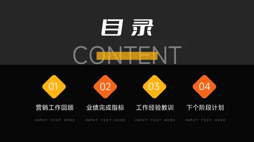 黄色暗色简洁市场营销汇报PPT模板