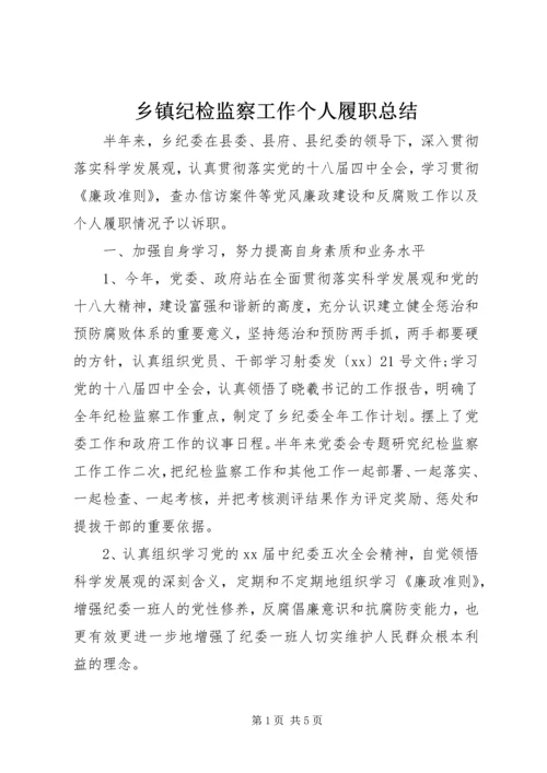 乡镇纪检监察工作个人履职总结.docx