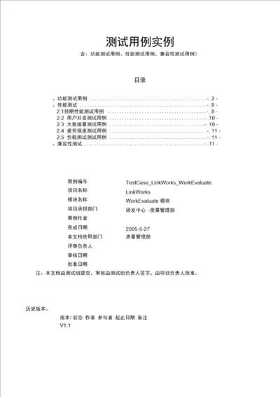 软件测试测试用例实例含：功能测试用例、性能测试用例、兼容性测试用例