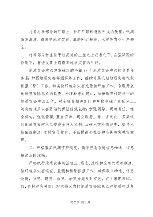 乡镇汛期地质灾害自查工作汇报.docx