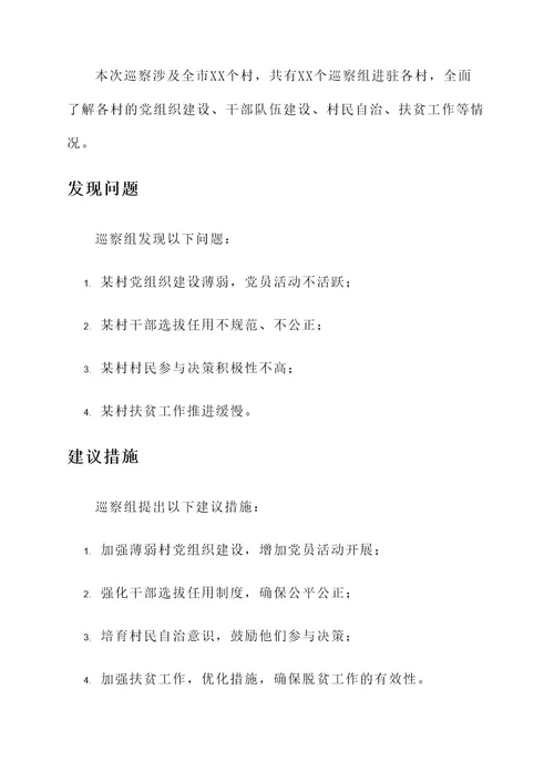 巡察组巡察村情况汇报