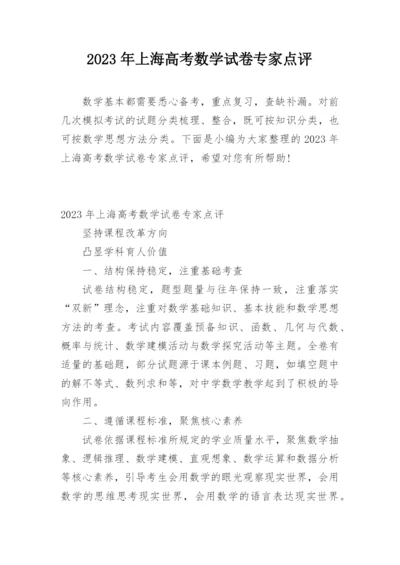 2023年上海高考数学试卷专家点评.docx