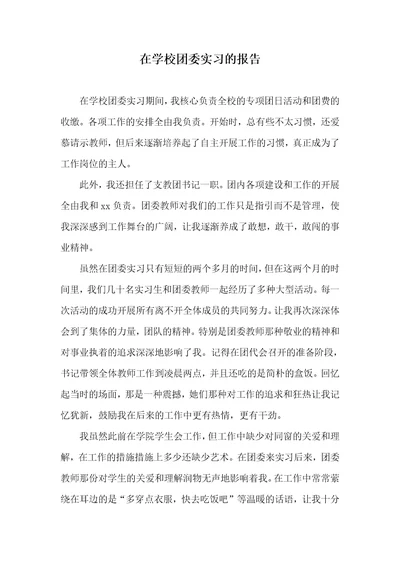 在学校团委实习的汇报