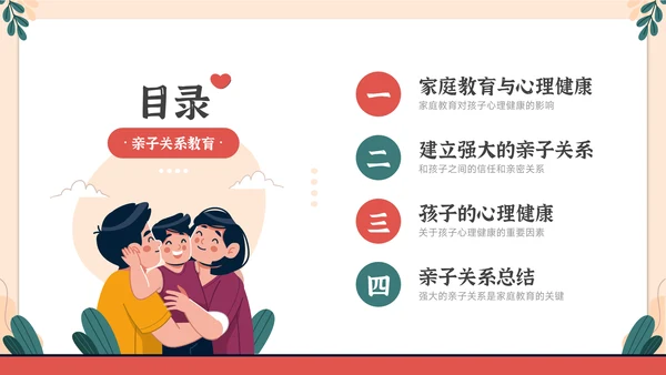 家庭教育与心理健康亲子关系PPT模板