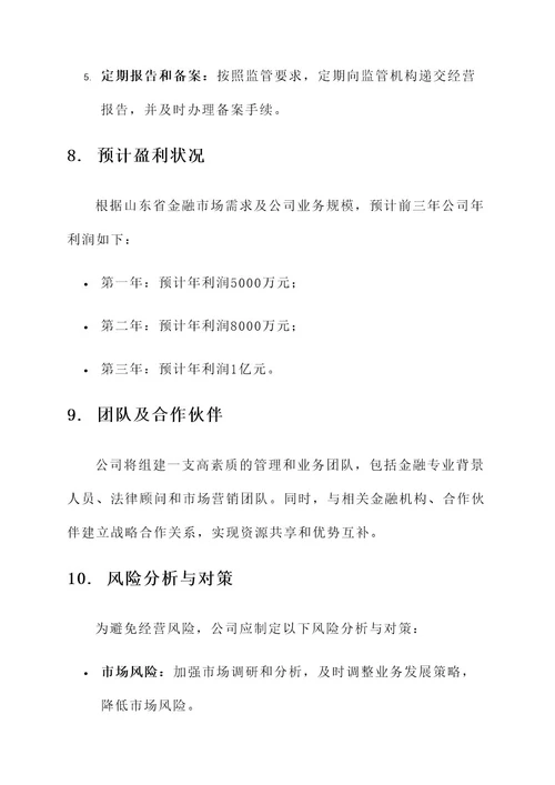 山东金融公司注册方案