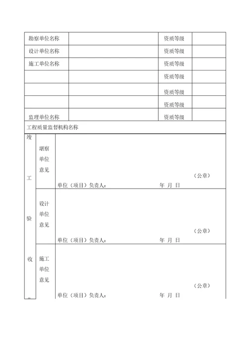 房屋建筑工程和市政基础设施工程竣工验收备案表