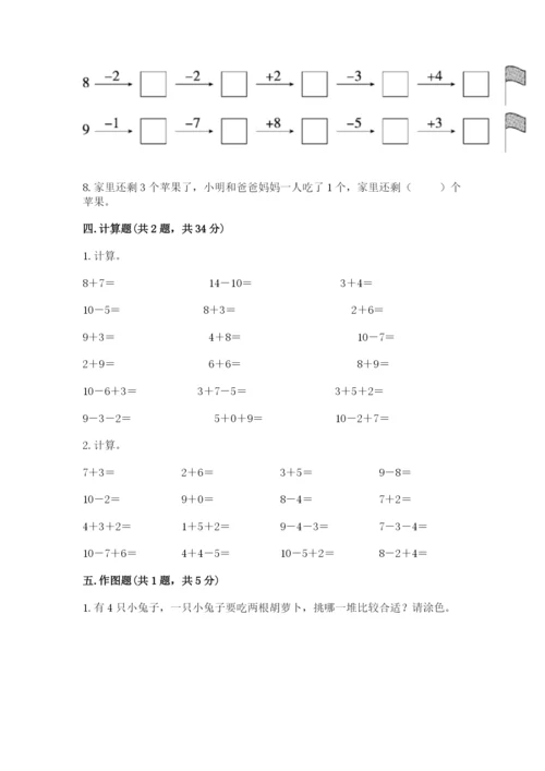 人教版一年级上册数学期末考试试卷精品（黄金题型）.docx