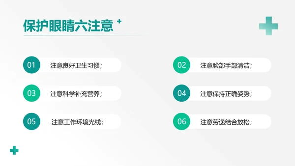 简约风格绿色医疗保健眼睛保护知识科普PPT