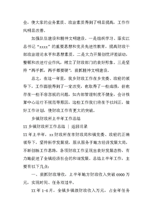 XX乡镇财政所工作总结3篇