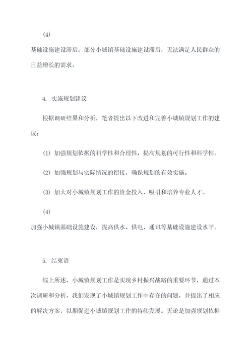 调研小城镇规划工作报告