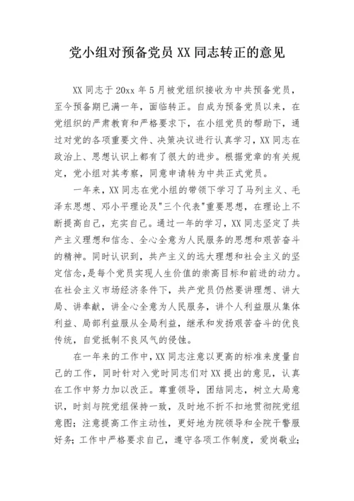 党小组对预备党员XX同志转正的意见.docx