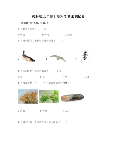 教科版二年级上册科学期末测试卷含答案【新】.docx