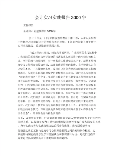 会计实习实践报告3000字