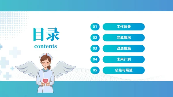 商务风蓝绿医疗护士年终总结PPT模板
