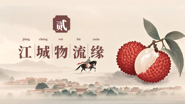 中国风工笔画《长安的荔枝》读书分享PPT模板