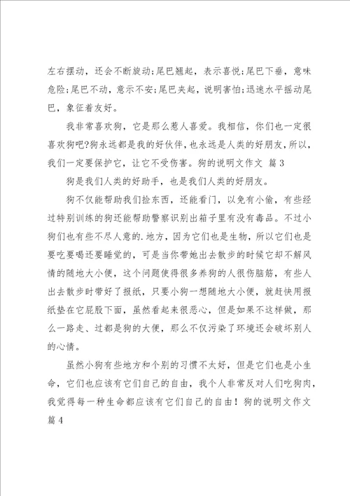 关于狗的说明文作文集合七篇