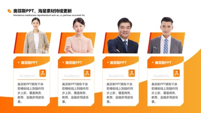 橙色人物介绍并列关系4项PPT图文页