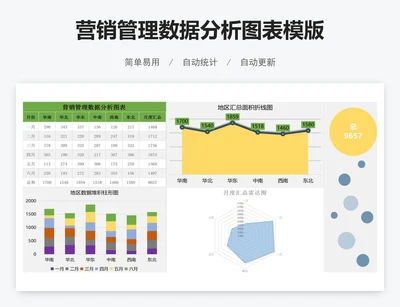 营销管理数据分析图表模版