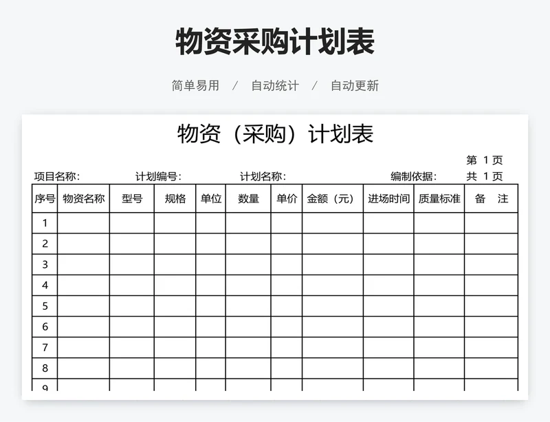 物资采购计划表