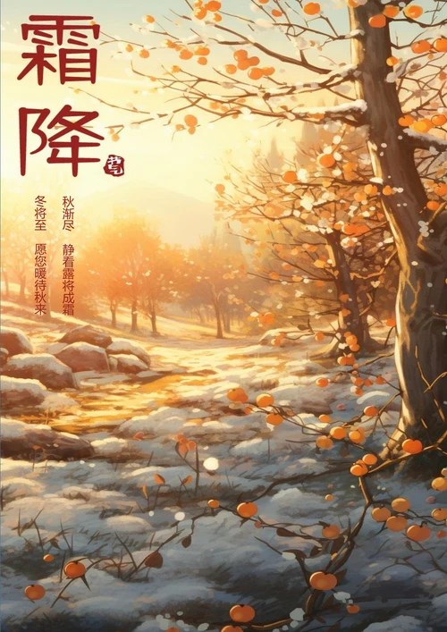 秋渐冬静看露将成霜霜降海报