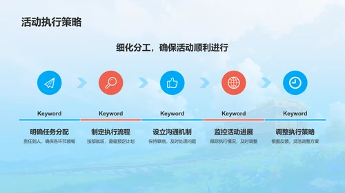 蓝色插画风营销传播活动策划PPT模板