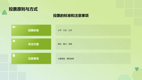 绿色手绘风学生会竞选PPT模板