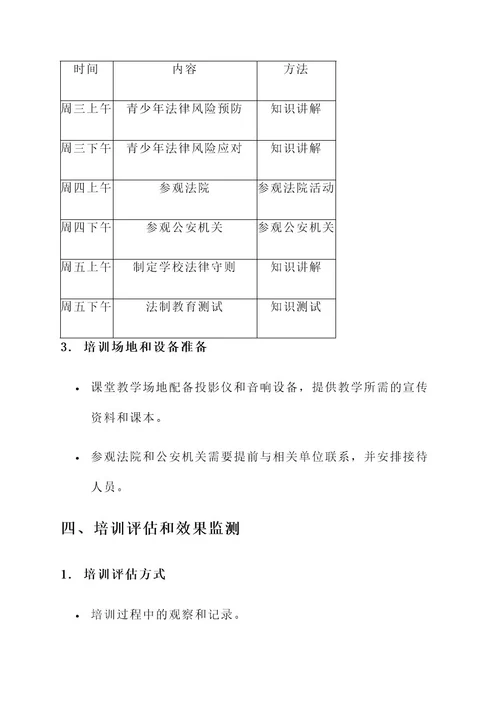 初中学校法制教育培训方案