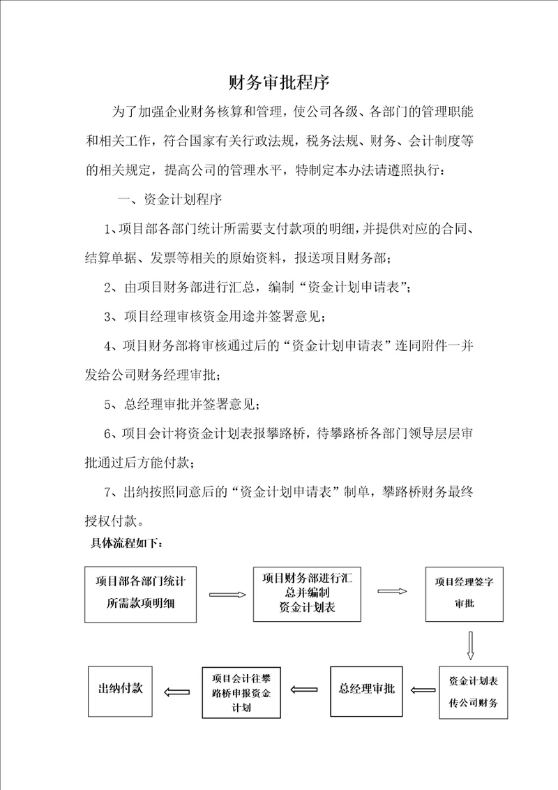 建筑企业财务报账付款审批程序
