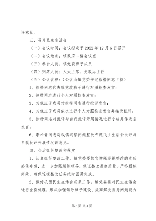 乡镇巡察问题整改专题民主生活会方案.docx