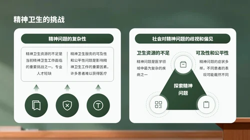 绿色卡通风世界精神卫生日宣传PPT