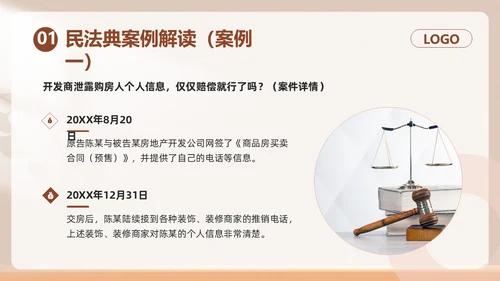 棕色简约民法典如何保护个人权益PPT模板宣传PPT动态PPT案例分析