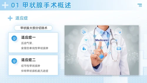 蓝色简约风医疗科研培训甲状腺手术配合及护理课件PPT模板