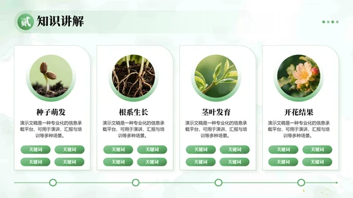 绿植水彩小清新教学通用PPT模板