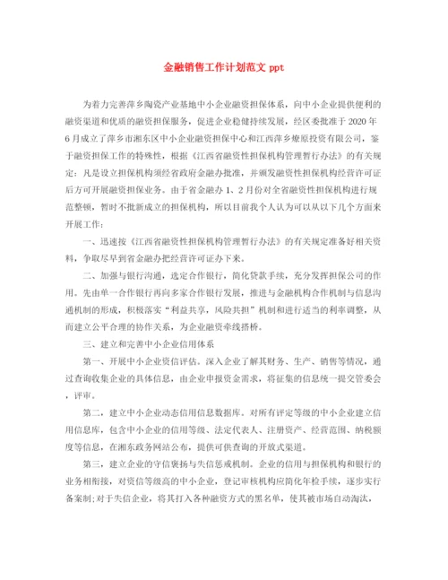 精编之金融销售工作计划范文ppt.docx