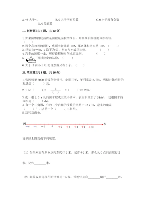 麻阳苗族自治县六年级下册数学期末测试卷带精品答案.docx