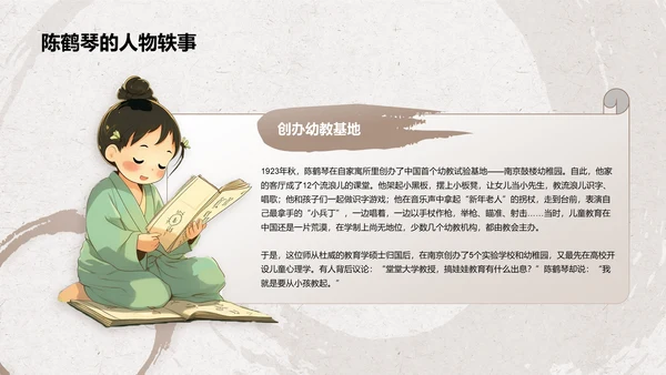 橙色复古风陈鹤琴——人物介绍PPT模板