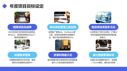 蓝色商务风项目经理年终述职汇报PPT模板