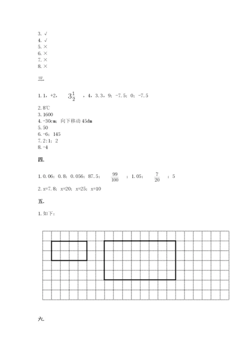 小学六年级下册数学摸底考试题附答案（预热题）.docx