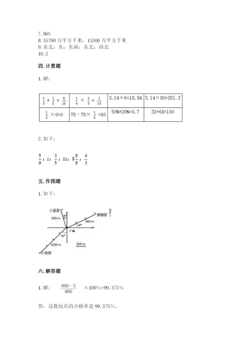 2022人教版六年级上册数学期末测试卷带答案（夺分金卷）.docx