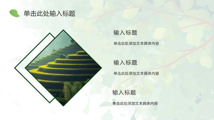 夏日植物插画简约乡村旅游ppt模板