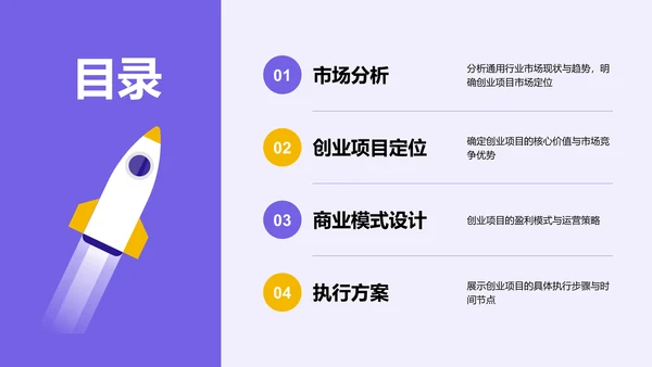 紫色插画风创业项目商业模式PPT模板