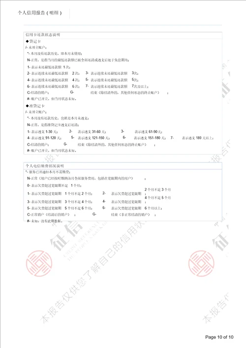 详细版征信报告模板含水印可编辑