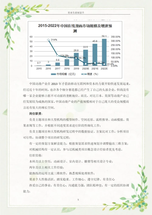 11页4200字动漫设计专业职业生涯规划.docx