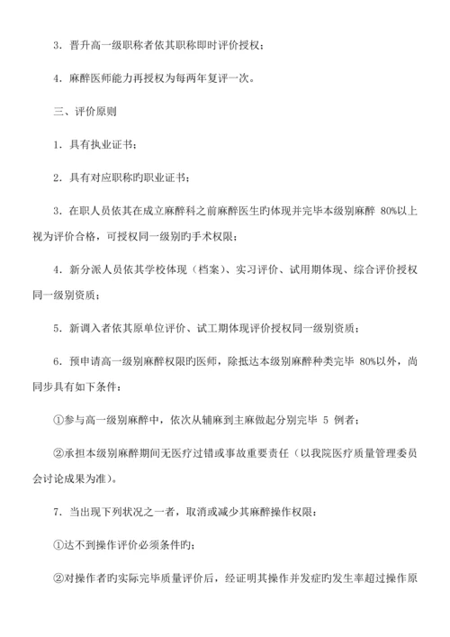 麻醉医师资格分级授权管理制度.docx